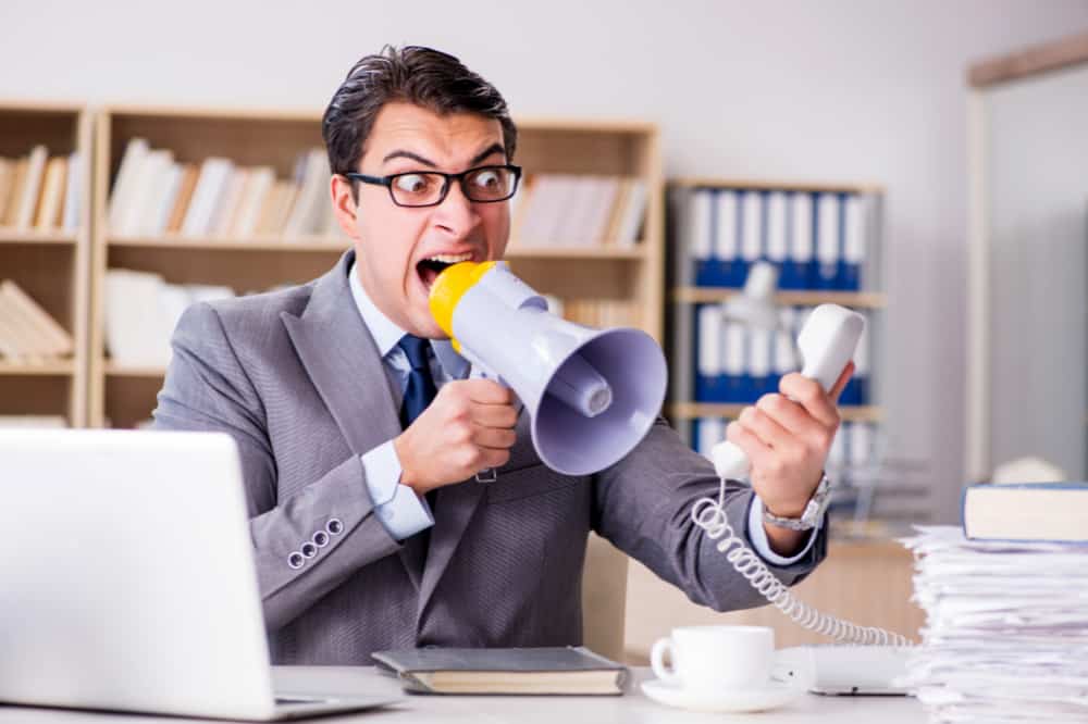 angry customer in a call center