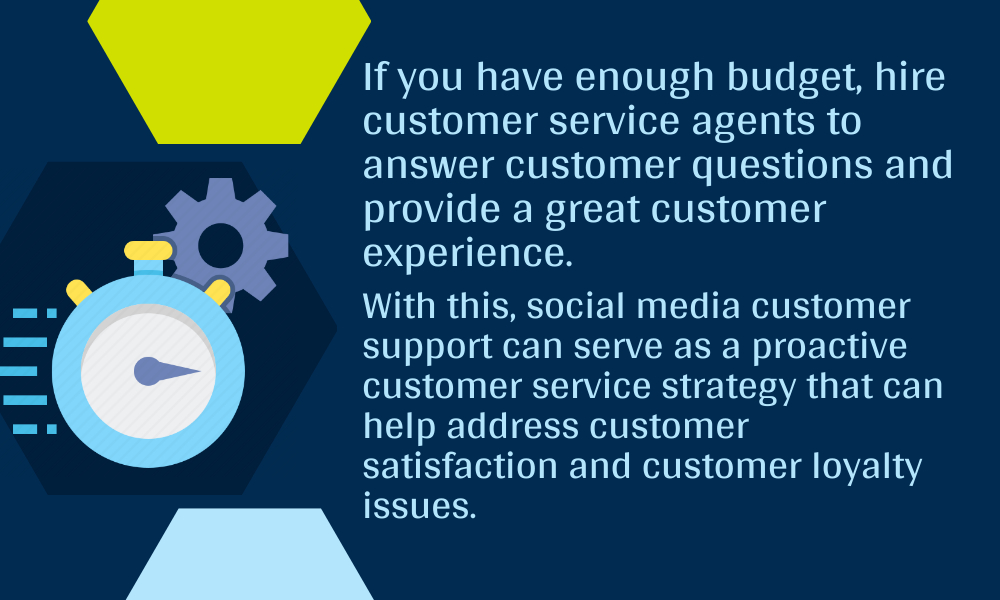 An infographic highlighting the importance of hiring customer service agents to enhance customer experience and proactively solve issues via social media support.