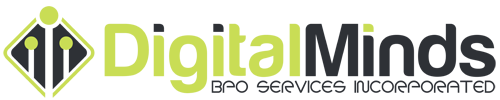 Logo of Digital Minds BPO Services Incorporated with stylized figures and bold, green and black text.