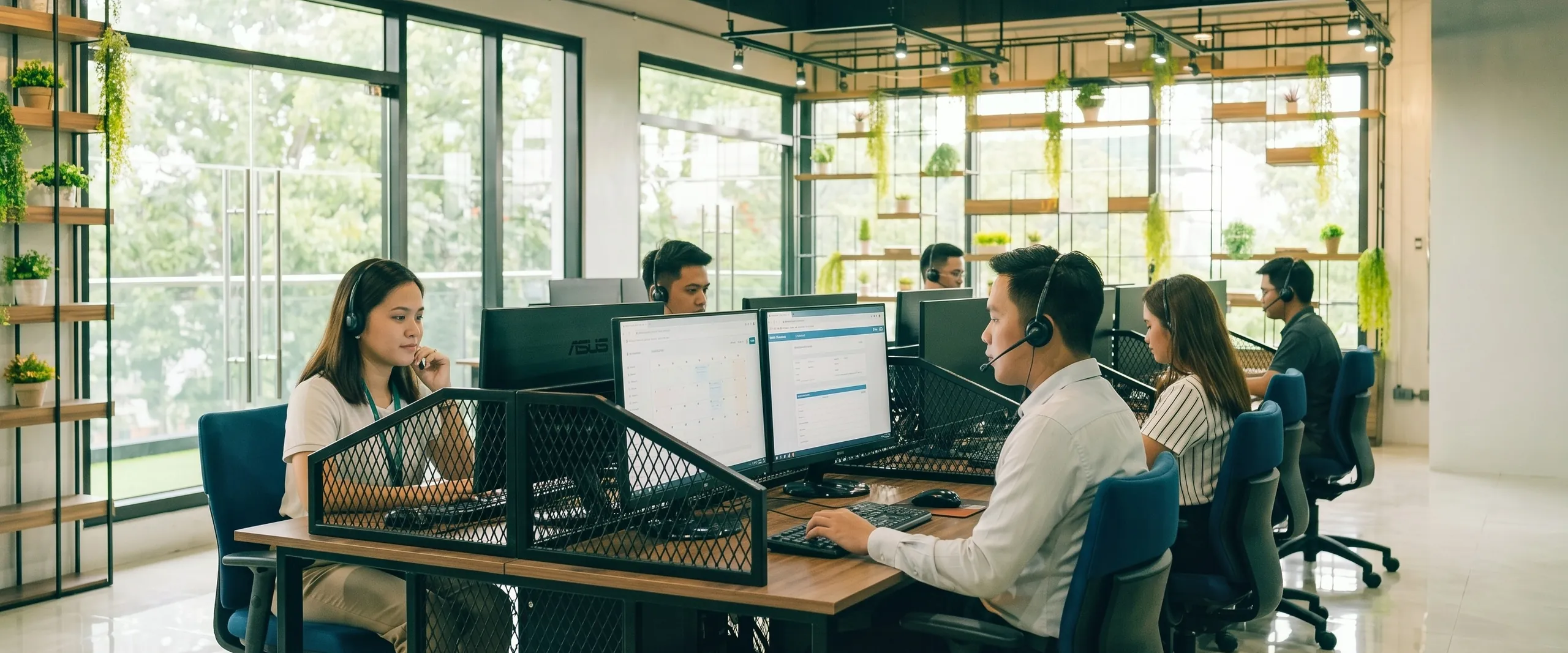Healthcare support agents on calls at their desks in a Naga City office