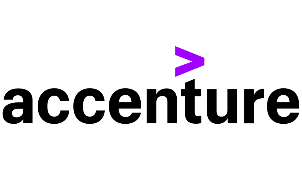 Logo of Accenture with the company name in lowercase and a purple greater-than symbol above the letter T.