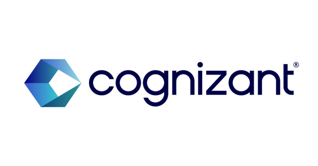 Cognizant logo with a blue geometric hexagon design on the left and the brand name written in lowercase letters on the right.